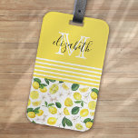 Monogram Lemon Citrus Pattern Luggage Tag<br><div class="desc">A stylish monogram design with a citrus lemon pattern</div>