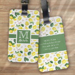 Monogram Lemon Citrus Pattern Luggage Tag<br><div class="desc">A stylish monogram design with a citrus lemon pattern</div>