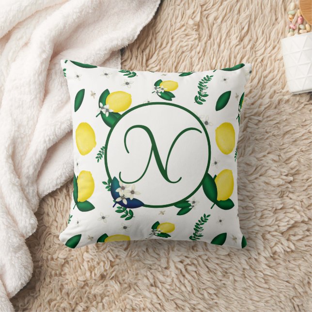 Monogram Lemon Throw Pillow (Blanket)