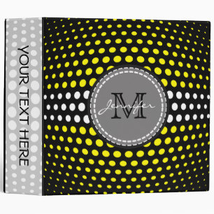Monogram Lemon & White Polka Dots Pattern Binder