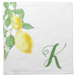 Monogram Lemon with Leaves Cloth Napkin