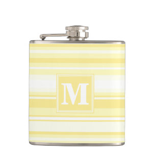 Monogram lemon yellow stripes flask