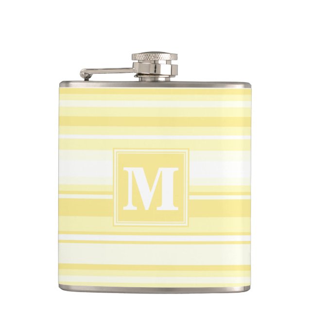 Monogram lemon yellow stripes flask (Front)