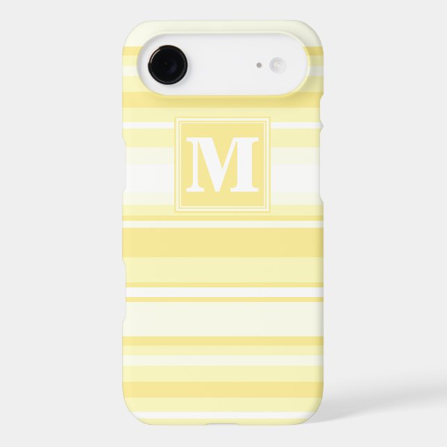 Monogram lemon yellow stripes iphone case (Back)