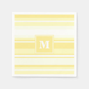 Monogram lemon yellow stripes napkins