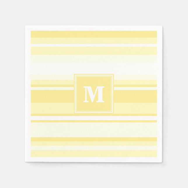 Monogram lemon yellow stripes napkins (Front)