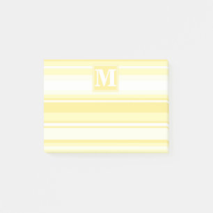Monogram lemon yellow stripes post-it notes