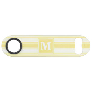 Monogram lemon yellow stripes speed bottle opener
