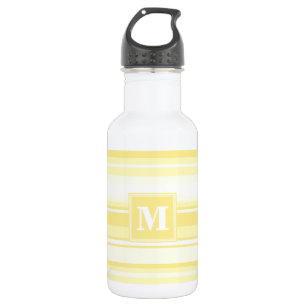 Monogram lemon yellow stripes water bottle