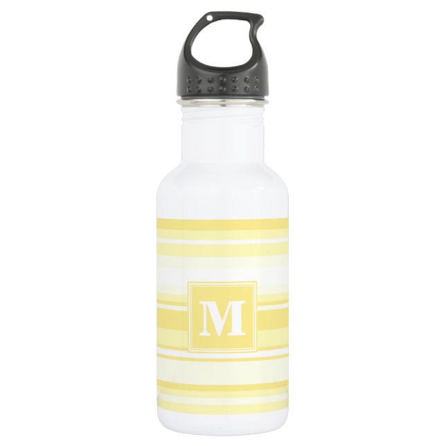 Monogram lemon yellow stripes water bottle (Front)