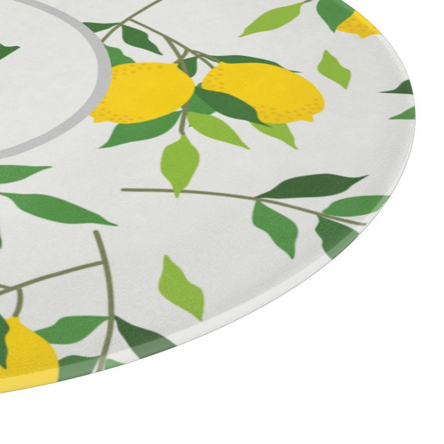 Discover Monogram Lemons and Leaves Pattern  Cutting Board