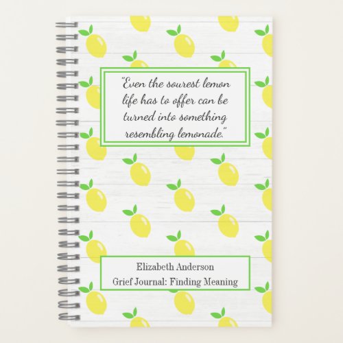 Monogram Lemons Grief Journal Notebook