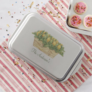 Monogram Lemons in a Basket Green Leaves Country Cake Pan