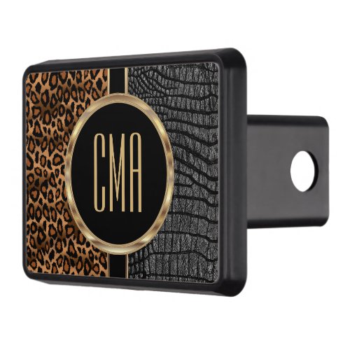 Monogram Leopard and Faux Leather  Hitch Cover