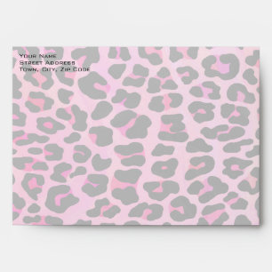 Monogram Leopard Black and Hot Pink Print Envelope