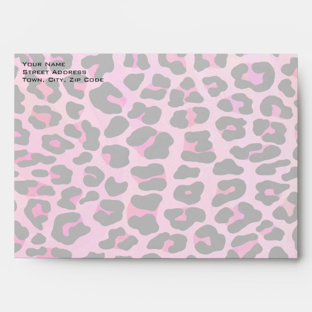Monogram Leopard Black and Hot Pink Print Envelope (Front)