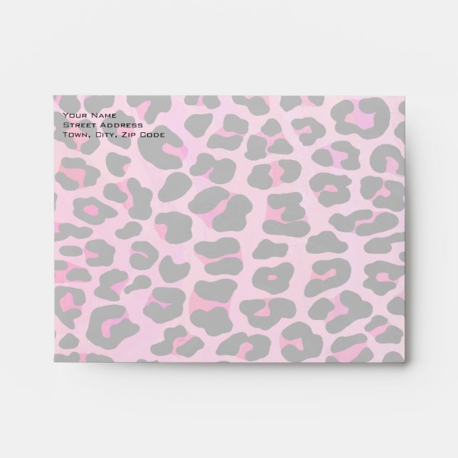 Monogram Leopard Black and Hot Pink Print Envelope (Front)