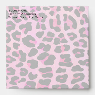 Monogram Leopard Black and Hot Pink Print Envelope