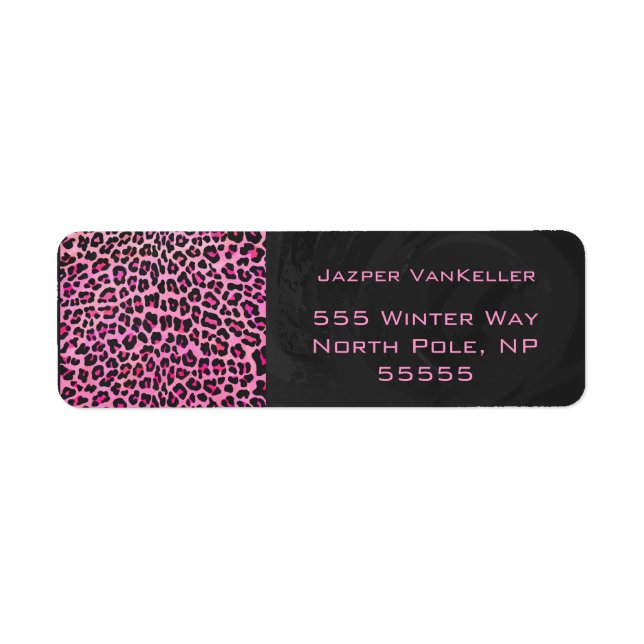 Monogram Leopard Black and Hot Pink Print Label (Front)