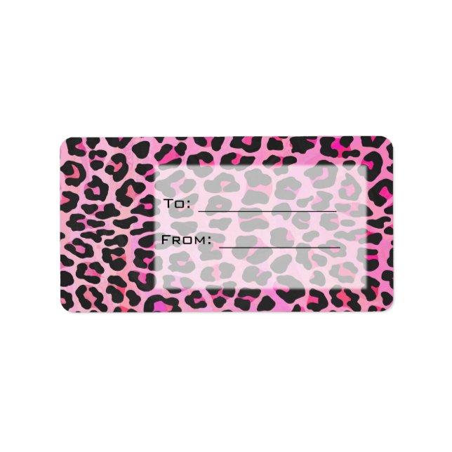 Monogram Leopard Black and Hot Pink Print Label (Front)