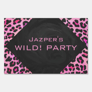 Monogram Leopard Black and Hot Pink Print Sign