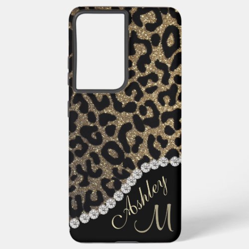 Monogram Leopard Diamon Glitter  Samsung Galaxy S21 Ultra Case