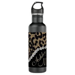 Monogram Leopard Diamon Glitter Stainless Steel Wa Water Bottle