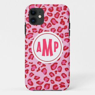 Monogram Leopard iPhone Case Pink & Red