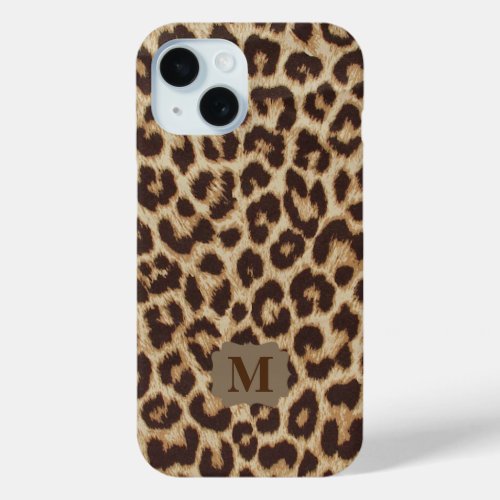 Monogram Leopard Print Apple iPhone 15 Case