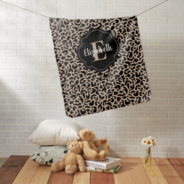 Monogram Leopard Print Baby Blanket (In Situ)