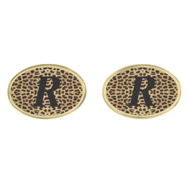 Monogram Leopard print Cufflinks (Front)