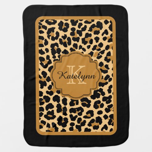 Monogram Leopard Print Custom Baby Blanket