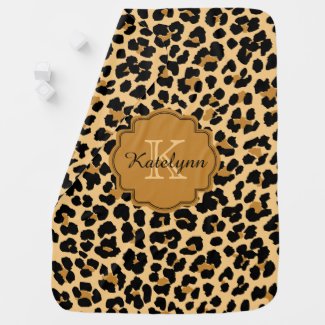 Monogram Leopard Print Custom Baby Blanket