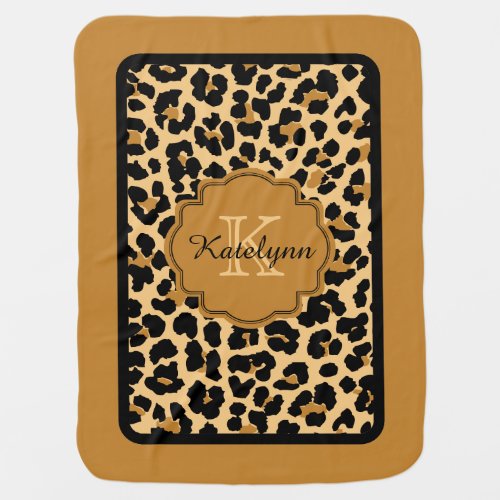 Monogram Leopard Print Custom Baby Blanket