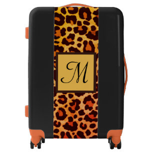 Monogram Leopard Print Initial Elegant Animal Luggage