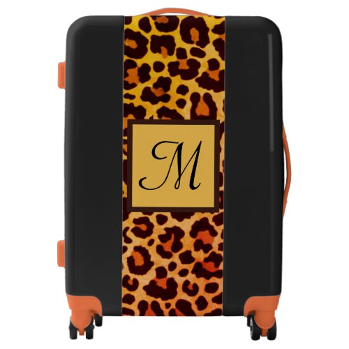 Monogram Leopard Print Initial Elegant Animal  Luggage