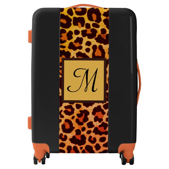 Monogram Leopard Print Initial Elegant Animal  Luggage (Front)