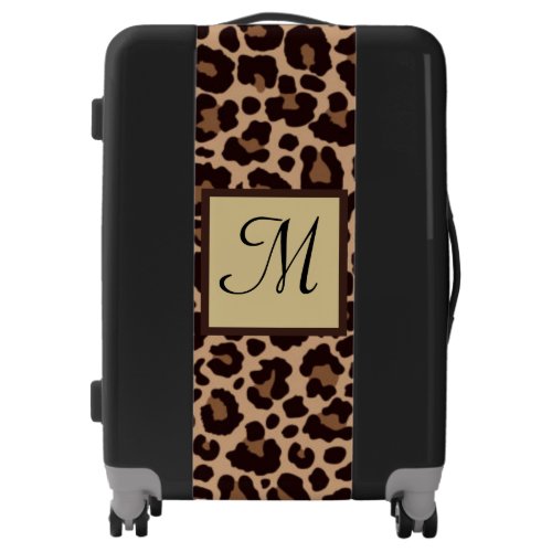 Monogram Leopard Print Initial Elegant Animal Luggage
