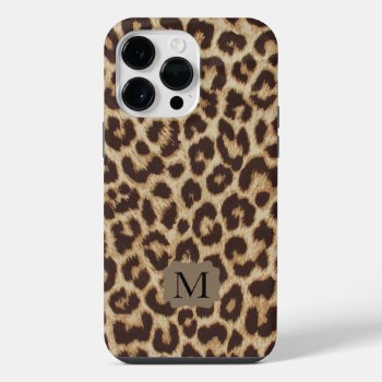 Monogram Leopard Print Iphone 14 Pro Max Case by bestgiftideas at Zazzle