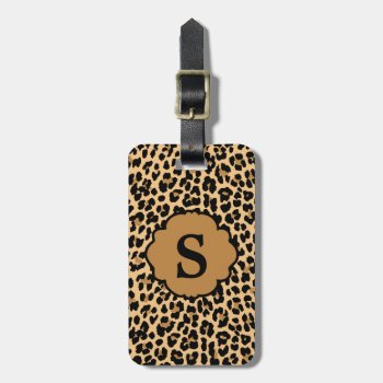 Monogram Leopard Print Luggage Tag by theburlapfrog at Zazzle