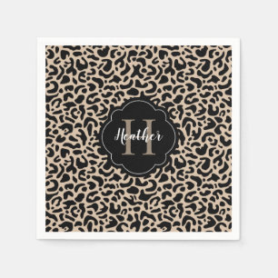 Monogram Leopard Print Napkins