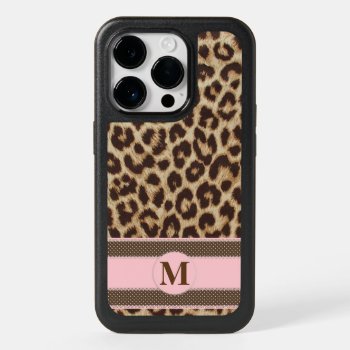 Monogram Leopard Print Otterbox Iphone 14 Pro Case by bestgiftideas at Zazzle