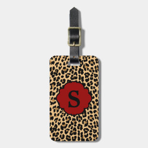 Monogram Leopard Print Red Accent Luggage Tag