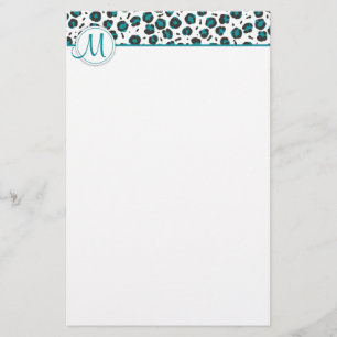 Monogram Leopard Print Stationery