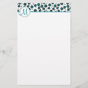 Monogram Leopard Print Stationery by wrkdesigns at Zazzle