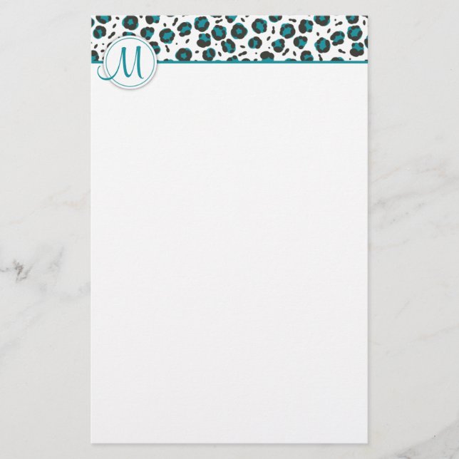 Monogram Leopard Print Stationery (Front)