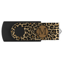 Monogram Leopard Print USB Flash Thumb Drive