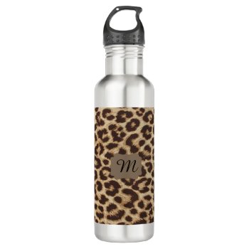 Monogram Leopard Print Water Bottle by bestgiftideas at Zazzle