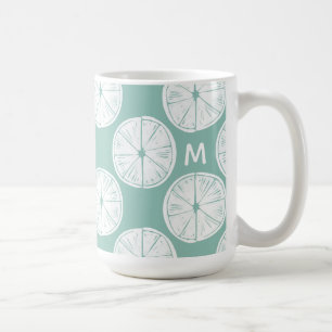 Monogram Let's Taco About Love Teal Lime Patte Coffee Mug