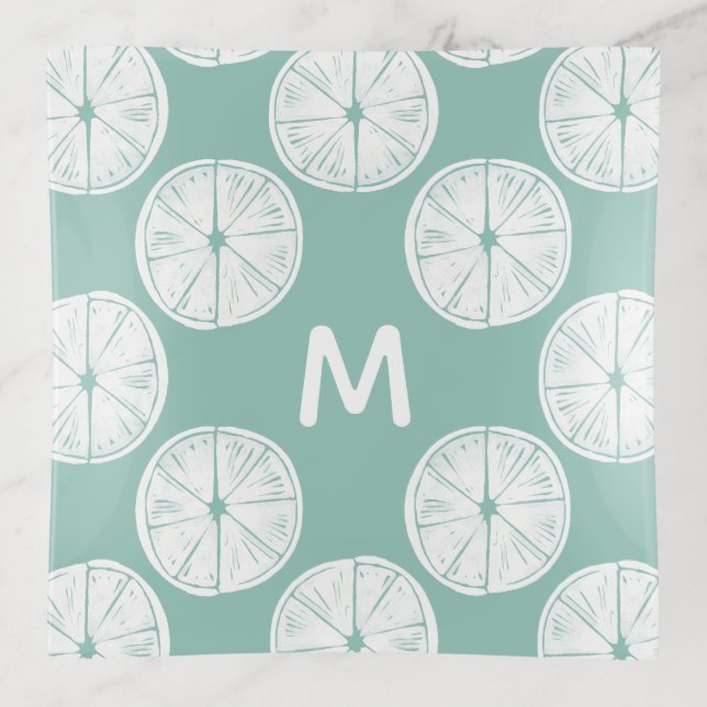 Monogram | Let's Taco About Love | Teal Lime Patte Trinket Tray (Front)